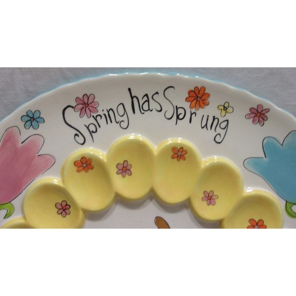 Cracker Barrel "Spring Has Sprung" Easter Deviled Egg Plate/Dish 13" x 9 3/4" - Picture 2 of 7